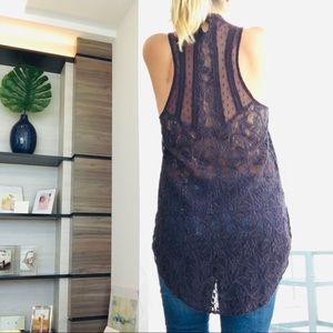 Free People Deep Purple Lace Top